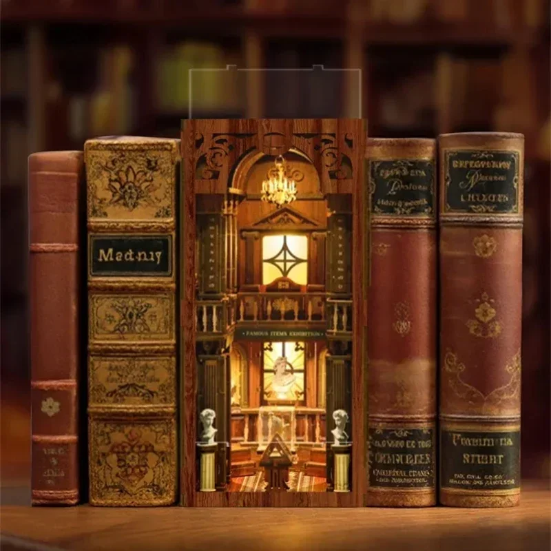 Diy Wooden Book Nook Kit Shelf Insert - Felsefi Kütüphane Kitaplığı Ev Dekorasyonu, Retro