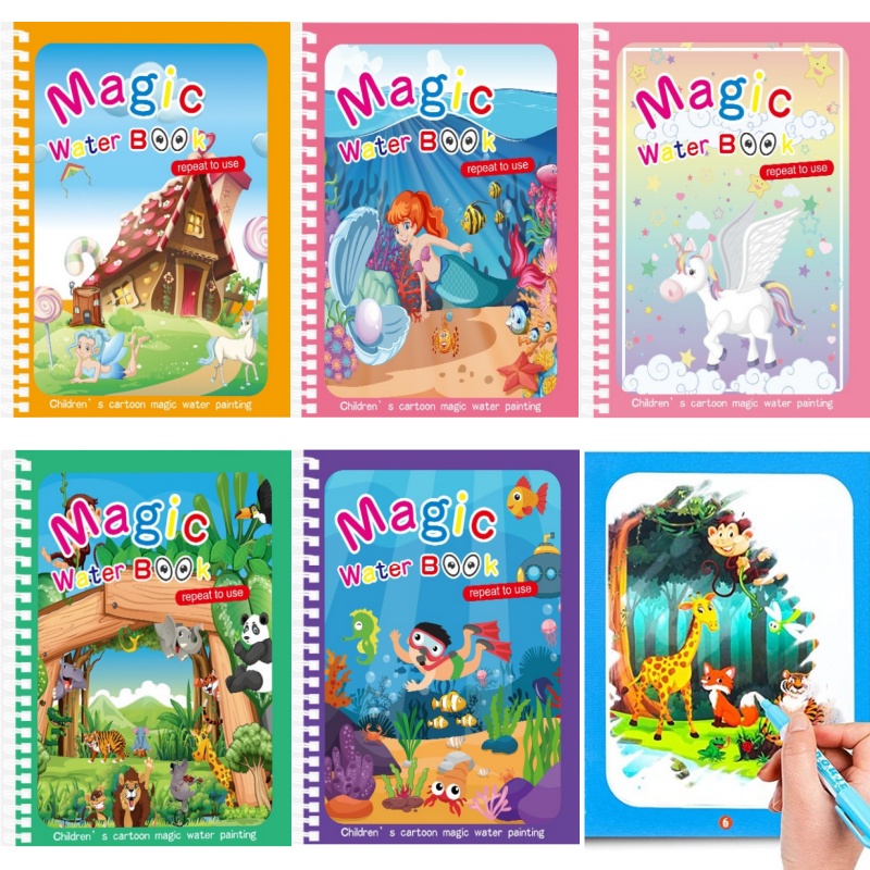 Reusable Water Magic Coloring Book - Sihirli Su Çizim Kitabı çocuk Montessori