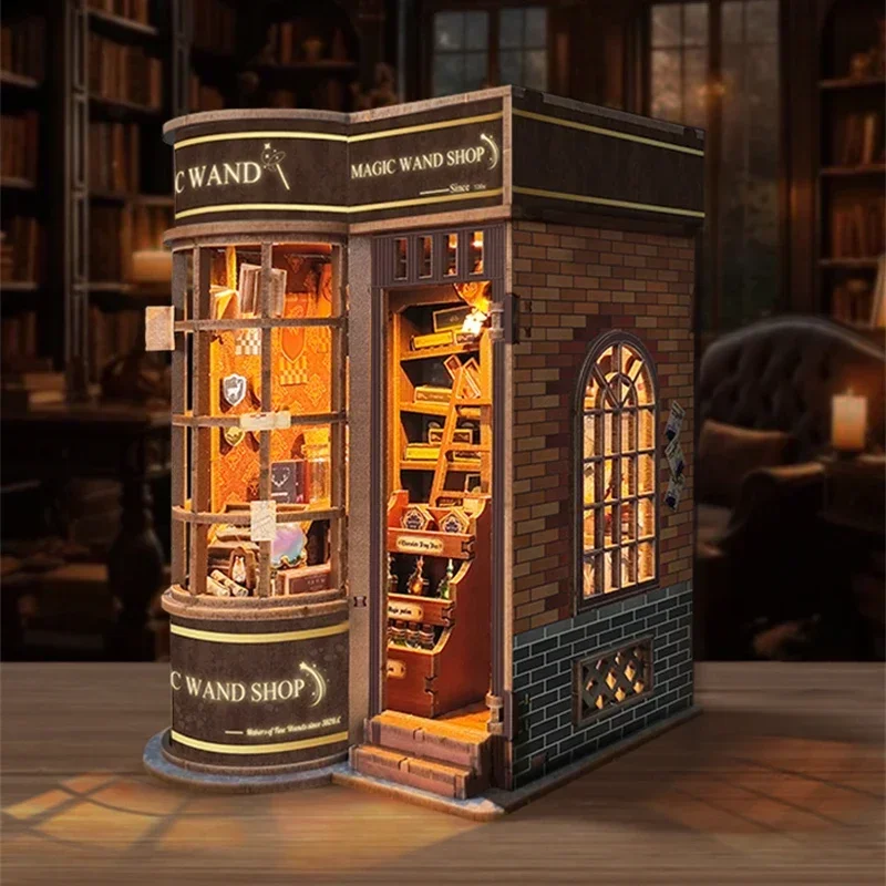 Diy Wooden Book Nook Kit Shelf Insert - Kendin Yap Ahşap Minyatür Model Seti,