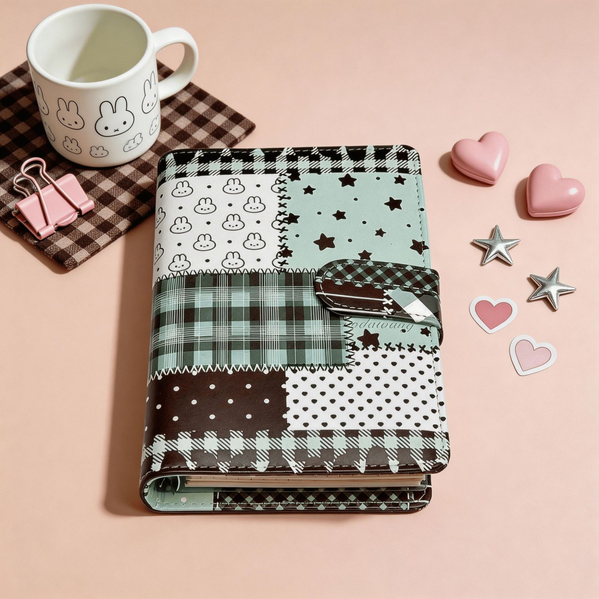 Blank Sheet Music Notebook - A6 Yeşil Eklenmiş Izgaralı Defter Gevşek