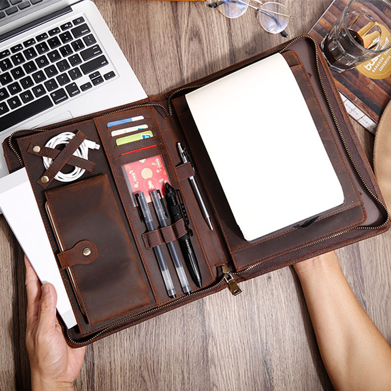 İnek Derisi Fermuarlı Portföy  - Vintage Leather Journal Notebook incelemesi ve fiyatı